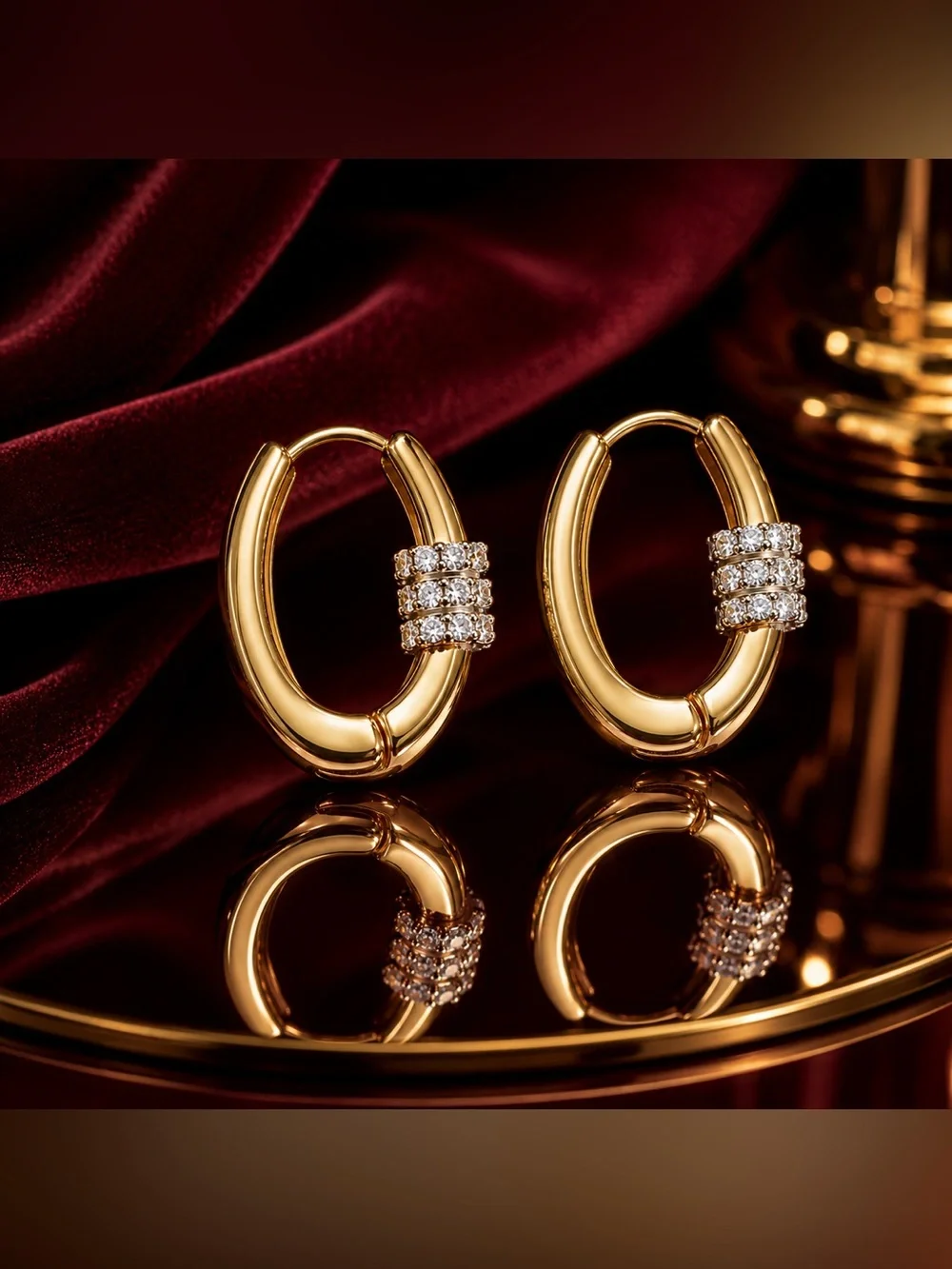 Gold Hoop Earrings with CZ Accents